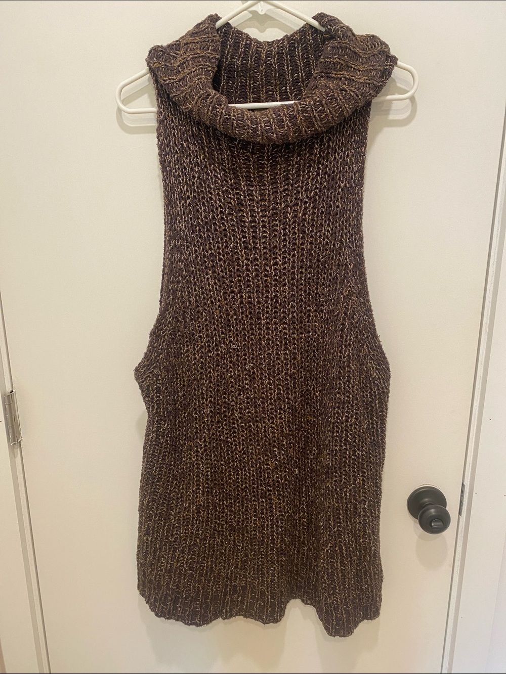 Free People Brown Knit Sleeveless Cowl Neck Sweater Dress